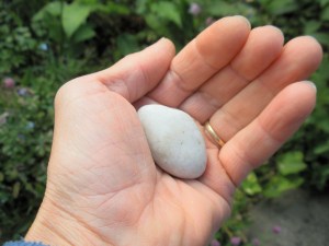 Een mooie witte gladde steen, symbool voor een wilsbesluit.